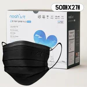 노아포레스트 국내생산 노아 4중 데일리 일회용 덴탈 마스크 L(대형), 블랙, 100개