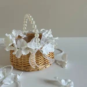 머치솝플라워 수국 화동 바구니 조화 꽃바구니 결혼식 링베어러 화관