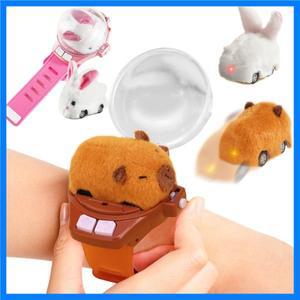 카피바라 토끼 원격 조종 자동차 시계 장난감 라이트 포함 2.4G 레이싱카 손목 장난감 어린이용 RC 소형 자