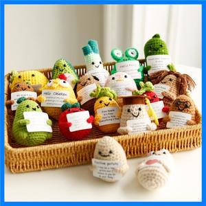 긍정적 인 에너지 감자 포옹 포켓 인형 카드 수제 봉제 양모 뜨개질 인형 크리스마스 선물 홈 룸 장식 선물