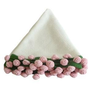 꽃다발담요 꽃다발 담요 장미 은방울꽃 수제 롤업 어머니의 날을위한 편안한 3D 목도리 부드러운