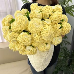 꽃다발담요 크로 뜨개질 카네이션 꽃다발 담요 완료 DIY 공예 니트 패션 낮잠 발렌타인 데이