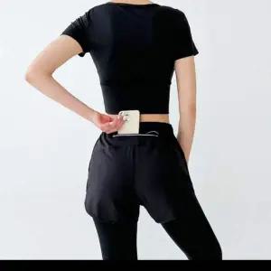 크롭 레깅스 반팔 운동복 팬츠 투인원