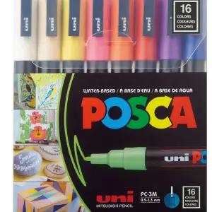 유니 포스카 수성 마카펜 PC-3M 16색 세트 마카 잉크 미술 컬러