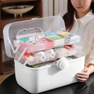 (선택 투명3단구급함 핑크)투명 3단구급함 약통 구급함케이스 구급상자 약보관함