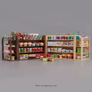 미니어처 편의점놀이 슈퍼마켓 사면 라이트우드 인테리어소품 선반 모형 라이트우드