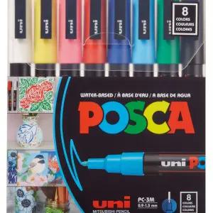 유니 포스카 수성 마카펜 PC-3M 8색 세트잉크 미술 컬러 마카