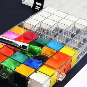 수채화 물감 휴대용 케이스 12구 24구 36구 미술 도구투명박스 플라스틱 학생용품 다용도 12구함 세트 작품