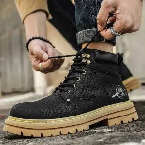 [골드스마일]남자 여행 신발 나들이 룩 레이스업 워커 하이탑 코디 나들이패션화