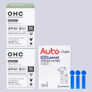 오상헬스케어 글루네오플러스 혈당 측정 검사지 100매+침100개 당 체크지 측정지 당뇨 OHC 시험지