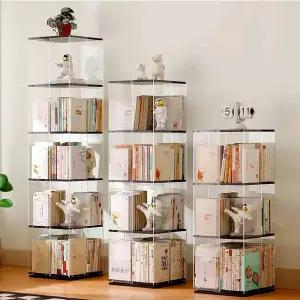 원목 회전책장 회전책꽂이 투명 선반 우드