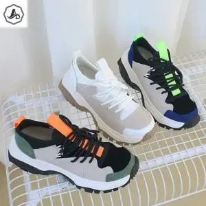 [애슬릿] 여성 키높이 스니커즈 배색 운동화 어글리 가죽 콤비