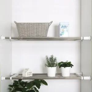 세탁실정리대 길이조절 봉선반 세탁실수납 다용도실정리 봉선반 베란다선반 수납 압축 옷장선반 길이조절