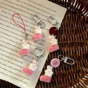 벨벳 후로킹 열쇠고리 폰줄 키링 토끼 래빗