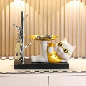 차키 고양이 실버 트레이 열쇠 반지 시계 걸이 악세사리 선반 보관 홀더 현관 카페 인테리어 집들이 개업 센스 감사 소품 선물