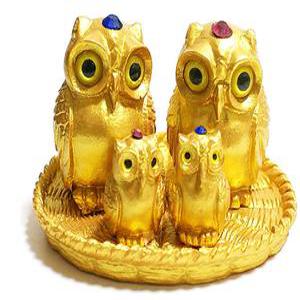 황금 광주리 금장부엉이 가족 장식세트 부엉이가족