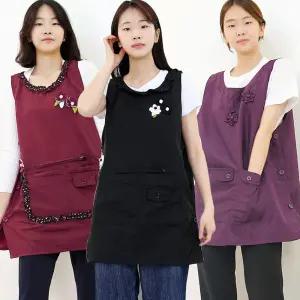 수국 와사지 원피스앞치마(FREE/BIG) 업소용 바리스타 주방 요양보호사 빅사이즈 예쁜앞치마