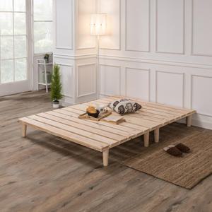 편백나무 원목 마루 발통형 매트리스 받침대/싱글/2인용/퀸/프레임/매트리스별도