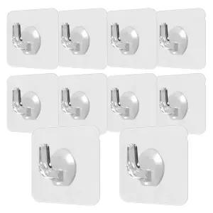 투명 접착식 후크(10P) / 욕실 현관 주방 국자 행주 싱크대 매직 벽걸이 행거 고리 열쇠 마스크 걸이