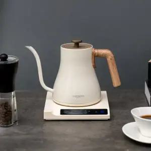 [이데컴퍼니]하트만 프리미어 전기드립 커피포트 (아이보리) 미세 온도조절 핸드드립 보온 미니 티포트