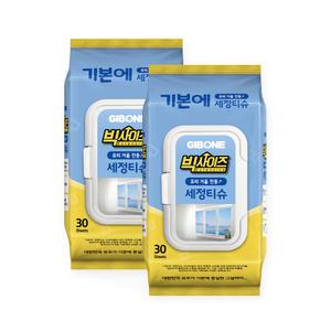 기본에 빅사이즈 유리 거울 전용 세정티슈 30매, 2팩, 300 x 200 mm