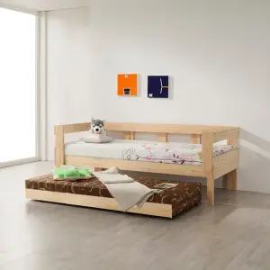 편백나무 원목 데이베드 슬라이딩 이층이단침대 단면매트리스포함 2인용침대