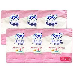 쏘피 바디피트 볼록맞춤 중형 16개 x 6팩 입는 라이너