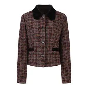 [SI](마산점)부클 체크 벨벳 트리밍 자켓 (SSJJJAY11340) (SSJJJ11340)