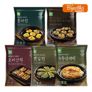 사옹원 부침명장 5종 세트 (오미산적450g+깻잎전400g+동태전300g+계란옷입은고기완자400g+녹두빈대떡400g) 명절 설 추석 제사 음식 막걸리안주 간식
