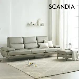 버밍엄 천연 통가죽 4인용 소파 스툴포함)