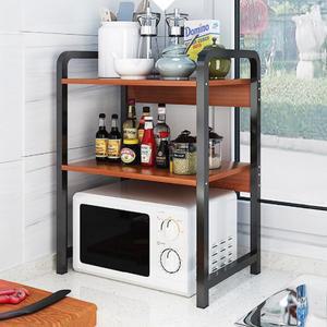 우드 전자렌지대 라운드 선반 오븐랙 2단 다용도 선반 스틸 프레임
