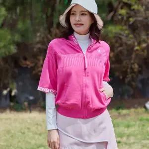 여성골프웨어 모던 리브 반소매 니트집업