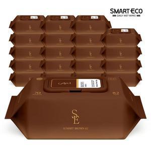 [스마트에코] 고평량 써밋82g 브라운 70매 20팩 캡형 엠보 아기물티슈
