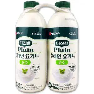 코스트코 서울우유 무가당 더진한 플레인 요거트 2000ml(1000ml x 2병) 마시는 요구르트