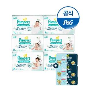 [팸퍼스] 2025 터치오브네이처 밴드형 기저귀 1 ~ 3단계 6팩 (총 2박스) + 4단계 체험팩 3팩 증정