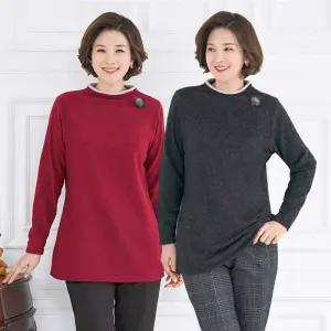 [모슬린]엄마옷 소프트 밍크 겉기모 반폴티셔츠 516FGH002 마담중년여성빅사이즈50대60대