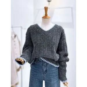 갤러리아 [레코브]V넥 배색라인 울니트 풀오버(LC41F2KN002X)