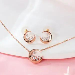 [비앤비골드] 18K 블룸 문 플라워 큐빅 주얼리세트 MNC40759