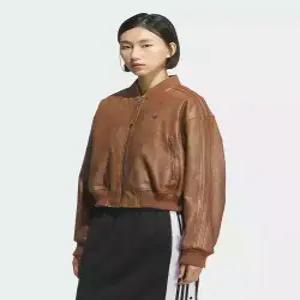 아디다스 adidas 크롭 레더 재킷 - 브라운 KC2655
