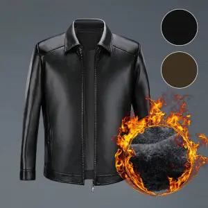 남성 겨울 기모 보온 자켓 비건 레더 스타일 캐주얼 아우터 데일리 착용