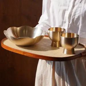 [놋담](강남점)방짜유기 꽃 샐러드볼+굽 막걸리잔 2P 세트