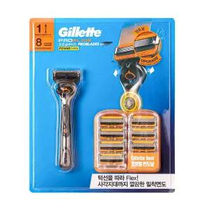 질레트 프로글라이드 파워 세트 면도기 1입 + 파워면도날 8입