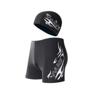 남성 스포츠 수영복 사각 트렁크 수영바지 + 수영모자 세트 K301