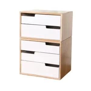 와이드 데스크 서랍장 대형 유럽식 원목 1겹 2단 서랍형 우드