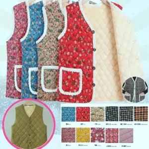 빅사이즈 빈티지 융털 꽃무늬조끼 고급진 할머니 김장 실내조끼