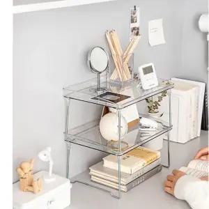 적층형 미니 선반 정리대 화장대 투명 작은