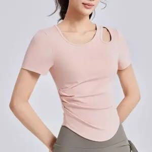 여자 4컬러 어깨펀칭 여름 반팔 요가 필라테스 상의 (WFKB3UR)