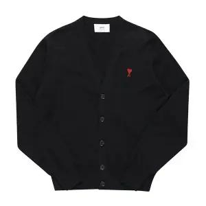[아미] AMI BFHKC111 KN0025 001 아미 드 꾀흐 스몰 하트 로고 브이넥 남성 가디건