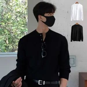 SIS-631 남자 포단 골지 니트단추 라운드 남성겨울 라운드넥