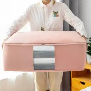 특대형 이불 보관함 - 핑크 1개/다용도/의류/소품/파우치/가방/박스/수납함/정리함/보관/용/수납/정리/패딩